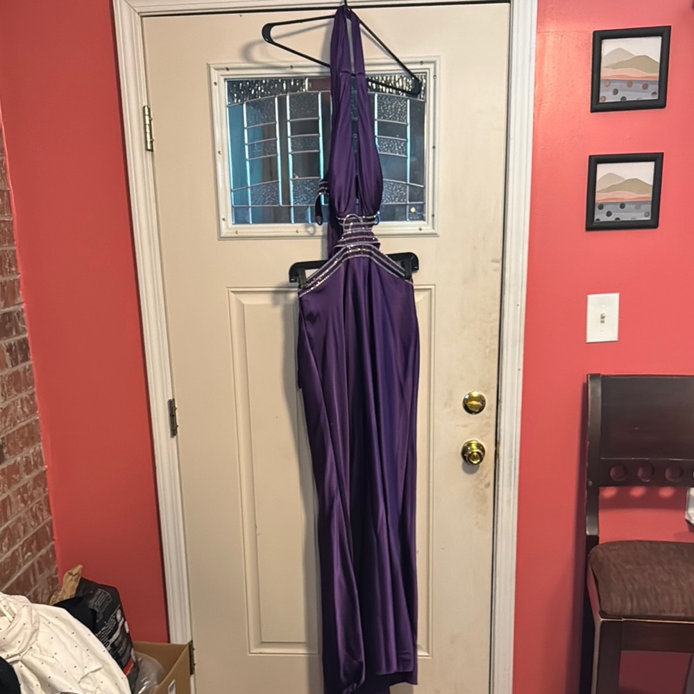 Elegant Purple Halter Dress